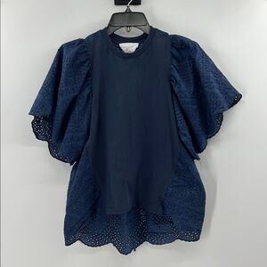 Pomander Place Tuckernuck Eyelet Emi Tee - Navy - Small